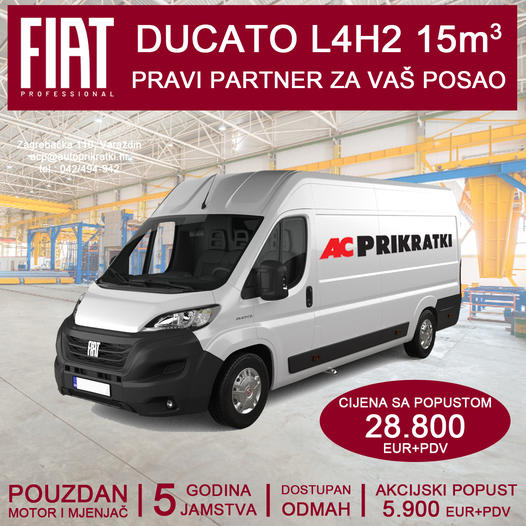 FIAT DUCATO L4H2 – PRAVI PARTNER ZA VAŠ POSAO